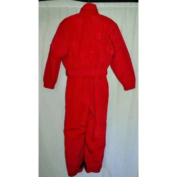 Tyrolia Snowsuit One Piece Womens Petite Size 12 Solid Red Vintage 1980s Era Ski - Picture 6 of 6